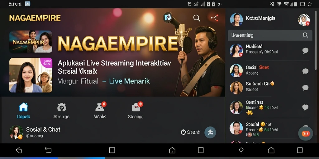 Antarmuka Live Streaming interaktif NAGAEMPIRE yang sederhana dan menarik.