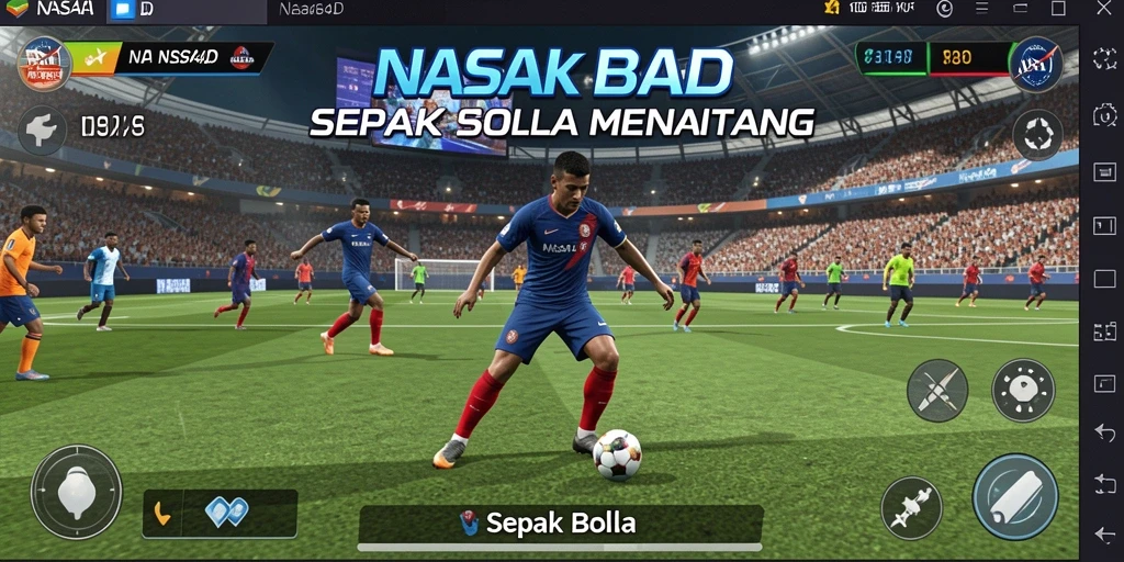 Tampilan antarmuka game Sepak Bola yang interaktif dan dinamis.