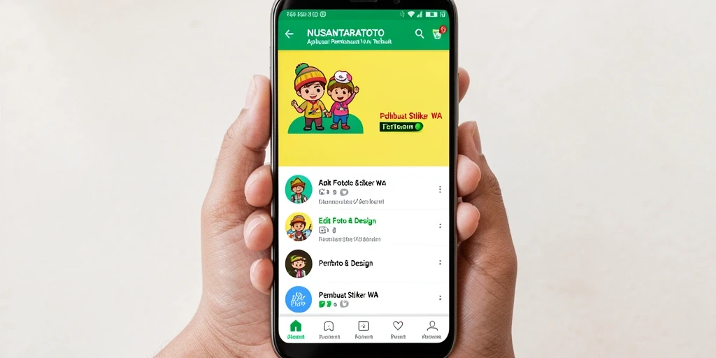 Antarmuka aplikasi NUSANTARATOTO untuk membuat stiker WA yang menarik.